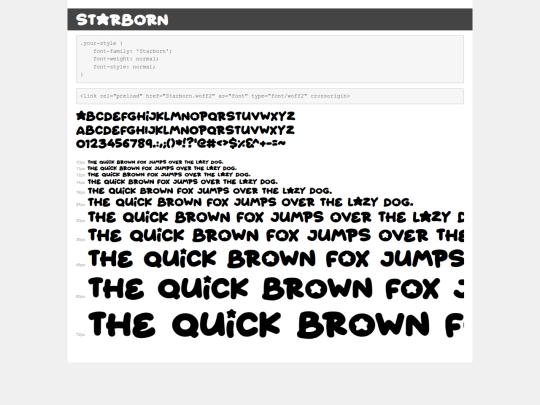 starborn_font/demo screenshot