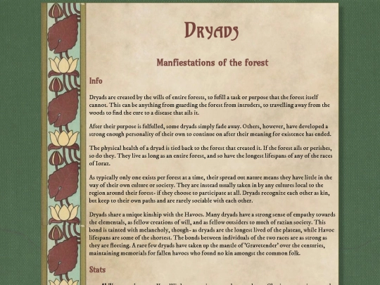 adventurers/races/dryad screenshot
