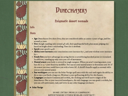 adventurers/races/dunechaser screenshot