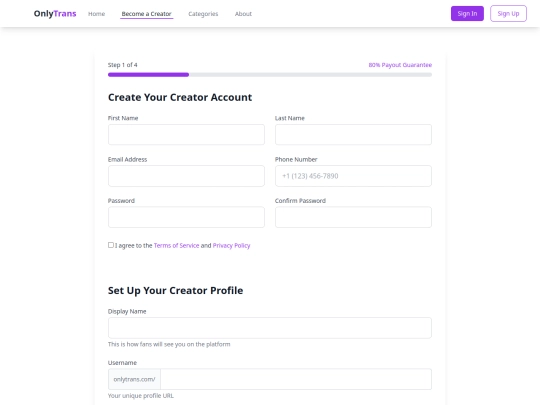 signup screenshot