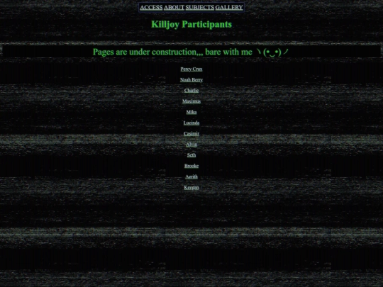 website pages/Characters screenshot