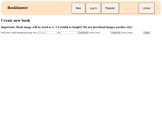 Bookhunter/createNewBook screenshot