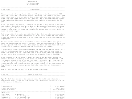 walkthroughs/Xenoblade Chronicles X - Guide and Walkthrough - Wii U - By OniLinkPlus - GameFAQs screenshot