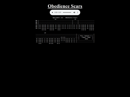 tabs/apartment_213/songs/obedience_scars screenshot