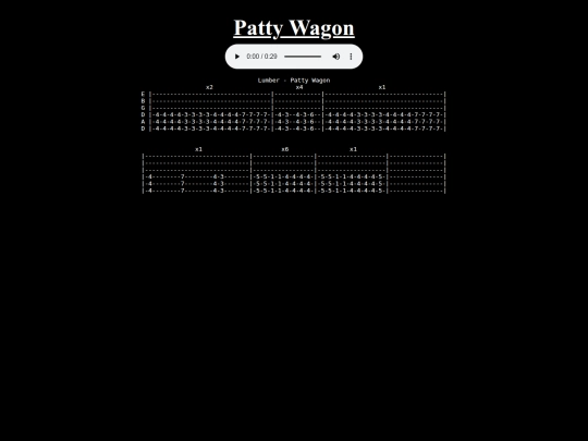 tabs/lumber/songs/patty_wagon screenshot