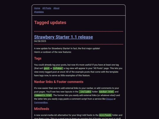 blog/tags/updates screenshot