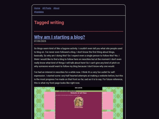 blog/tags/writing screenshot