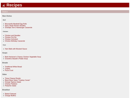 recipes screenshot