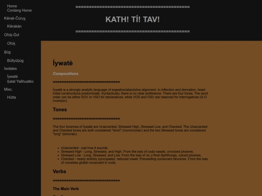 conlangs/ywate screenshot