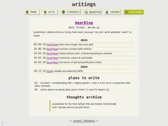 writings screenshot