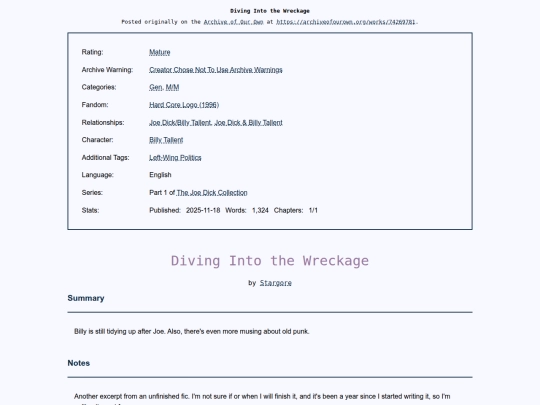 fic/Diving_Into_the_Wreckage screenshot