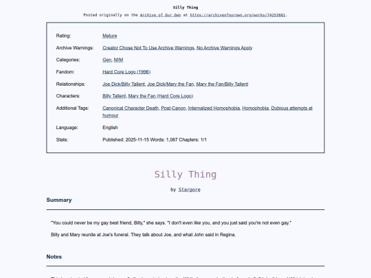 fic/Silly_Thing screenshot