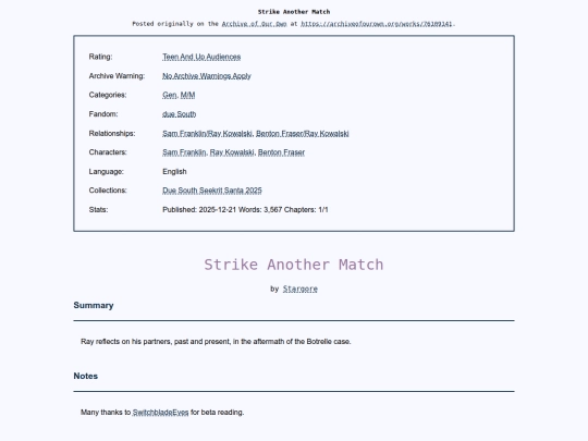 fic/Strike_Another_Match screenshot