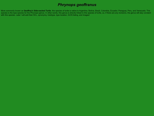 chelonians/testudinata/testudines/pleurodira/cheloidea/chelidae/chelinae/phrynops/geoffranus screenshot