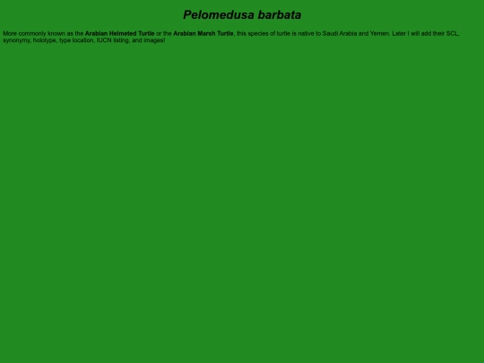 chelonians/testudinata/testudines/pleurodira/pelomedusoidea/pelomedusidae/pelomedusa/barbata screenshot