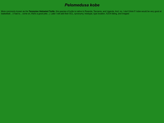 chelonians/testudinata/testudines/pleurodira/pelomedusoidea/pelomedusidae/pelomedusa/kobe screenshot
