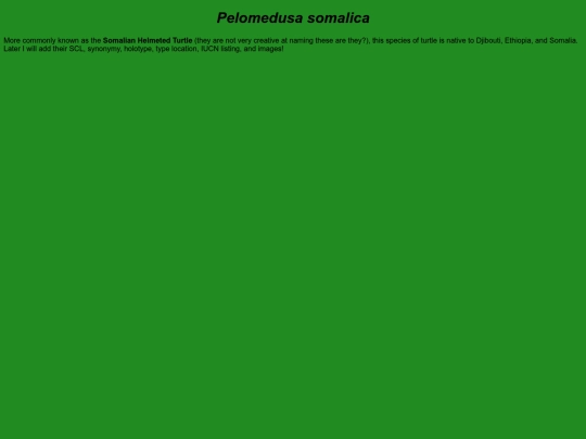 chelonians/testudinata/testudines/pleurodira/pelomedusoidea/pelomedusidae/pelomedusa/somalica screenshot