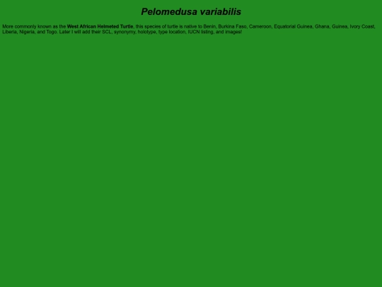 chelonians/testudinata/testudines/pleurodira/pelomedusoidea/pelomedusidae/pelomedusa/variabilis screenshot