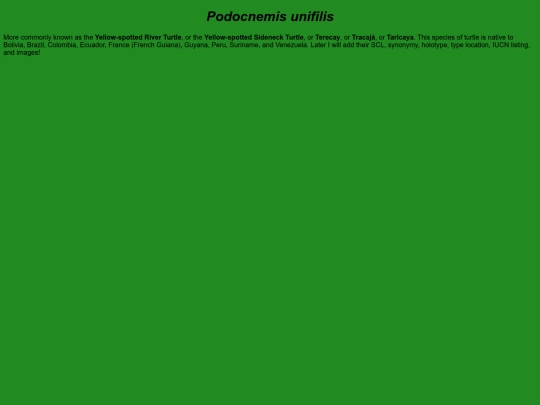 chelonians/testudinata/testudines/pleurodira/pelomedusoidea/podocnemididae/podocnemidinae/podocnemis/unifilis screenshot