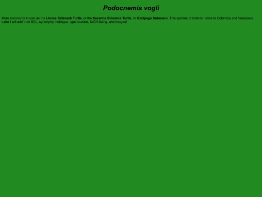 chelonians/testudinata/testudines/pleurodira/pelomedusoidea/podocnemididae/podocnemidinae/podocnemis/vogli screenshot