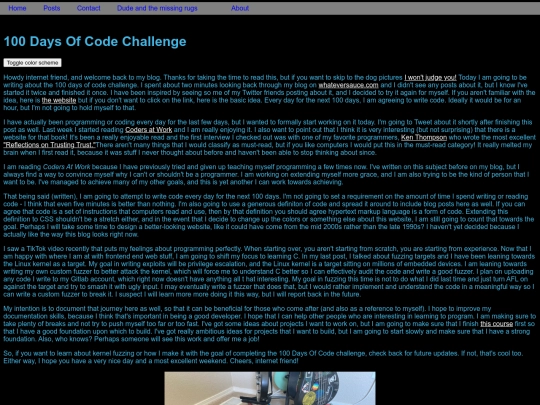 posts/100daysOfCode screenshot