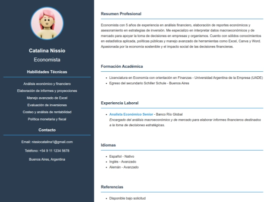 CV profesional/actividad screenshot