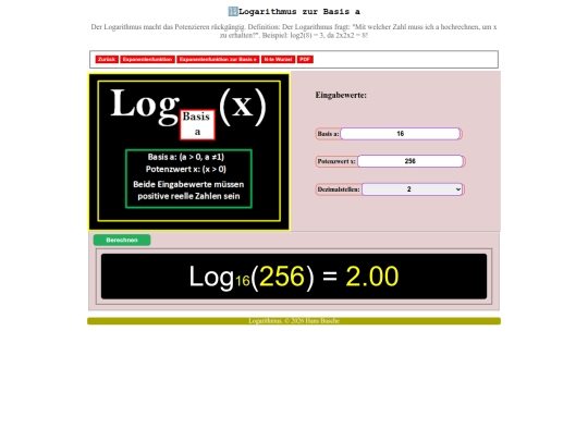 Log_Exp_Root/Logarithmus screenshot