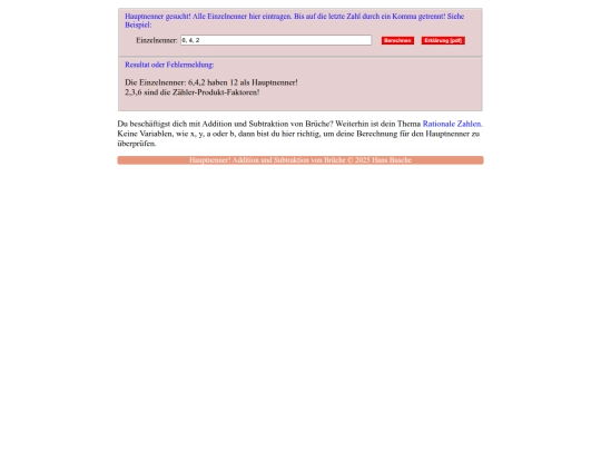 templates/Hauptnenner screenshot