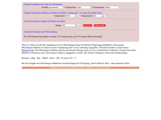 templates/Mischung screenshot