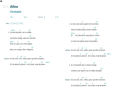 Songs/Aline screenshot