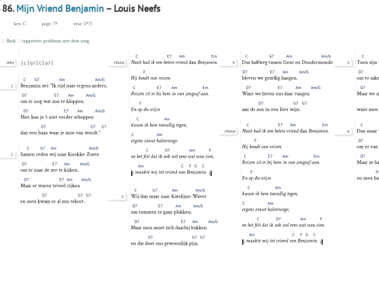 Songs/Benjamin screenshot
