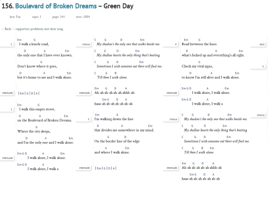 Songs/BoulevardBrokenDreams screenshot