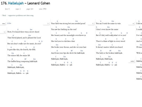 Songs/Hallelujah screenshot