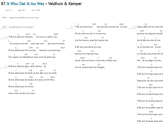 Songs/IkWouDatIkJouWas screenshot