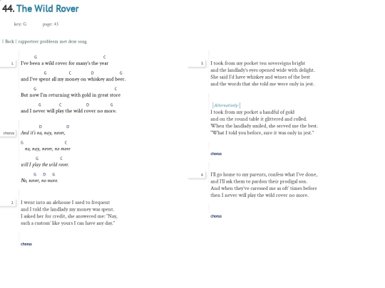 Songs/TheWildRover screenshot