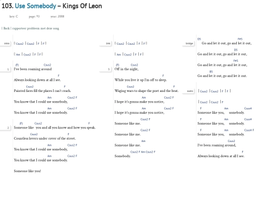 Songs/UseSomebody screenshot