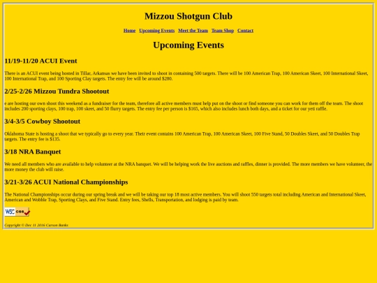 pilot site/Upcoming_Events screenshot