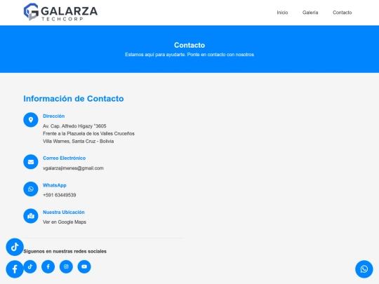 pages/contacto screenshot