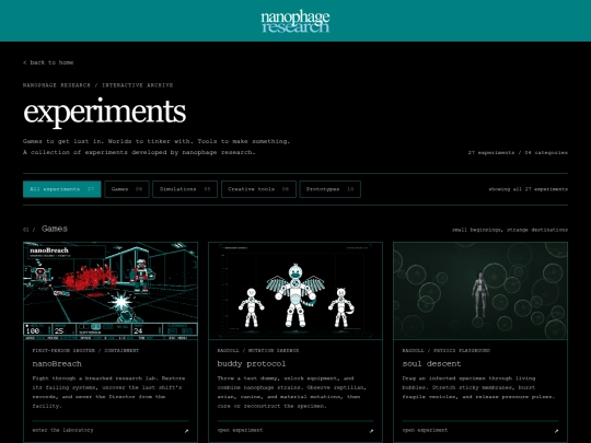 experiments screenshot