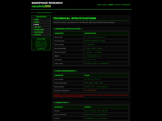 nanolink/specs screenshot