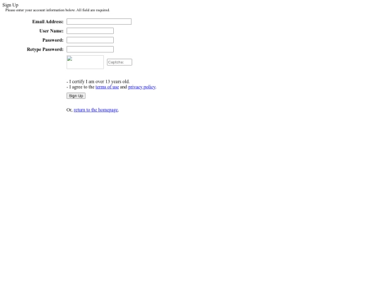 signup screenshot