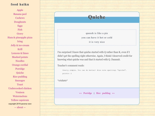 foodhaiku/quiche screenshot
