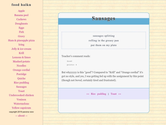 foodhaiku/sausages screenshot