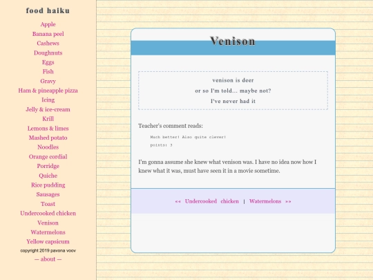 foodhaiku/venison screenshot