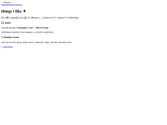 interests screenshot