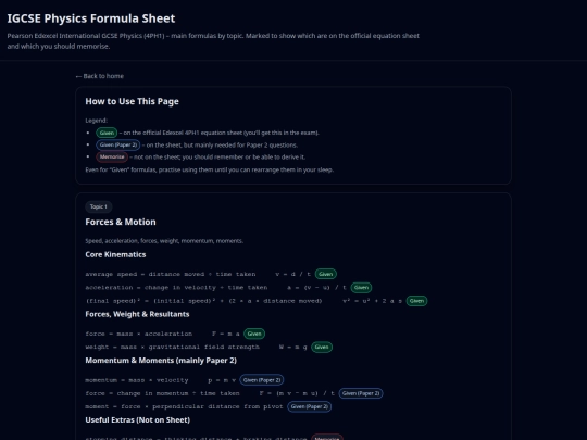 formulae screenshot