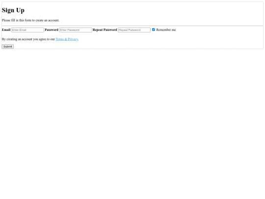 Signup screenshot