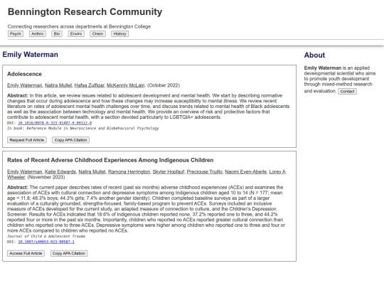 faculty/emilywaterman screenshot