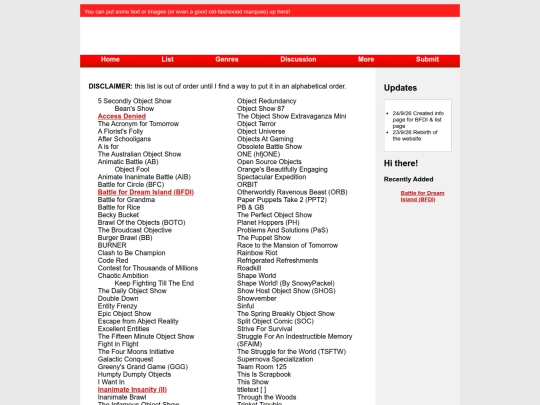 list screenshot