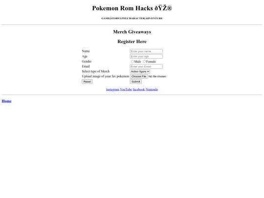 Pokemon/register screenshot